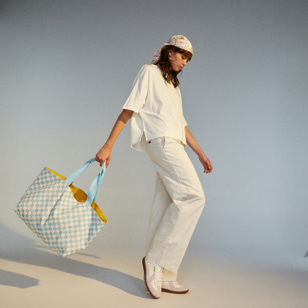 Market Bag White/Blue Checks