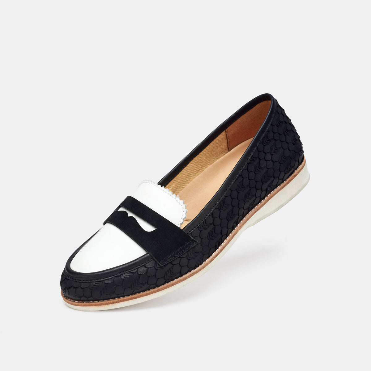 Penny Loafer Black Geo / White