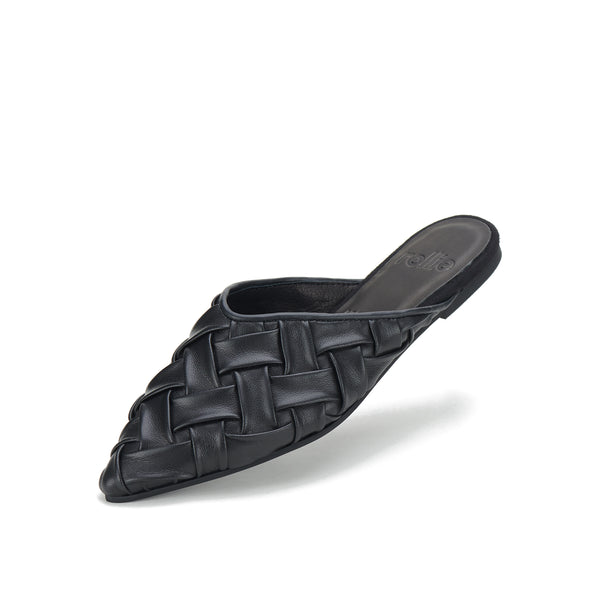 Pointed Mule Soft Woven Black