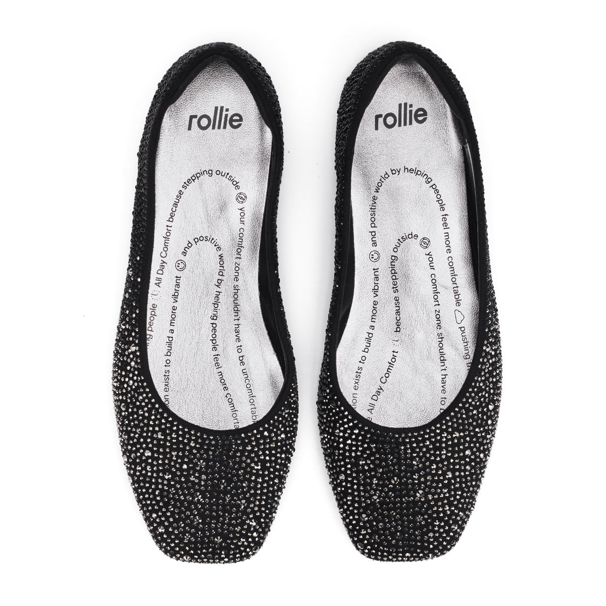 Ballet Square Toe Rhinestone Ombre Black/Silver