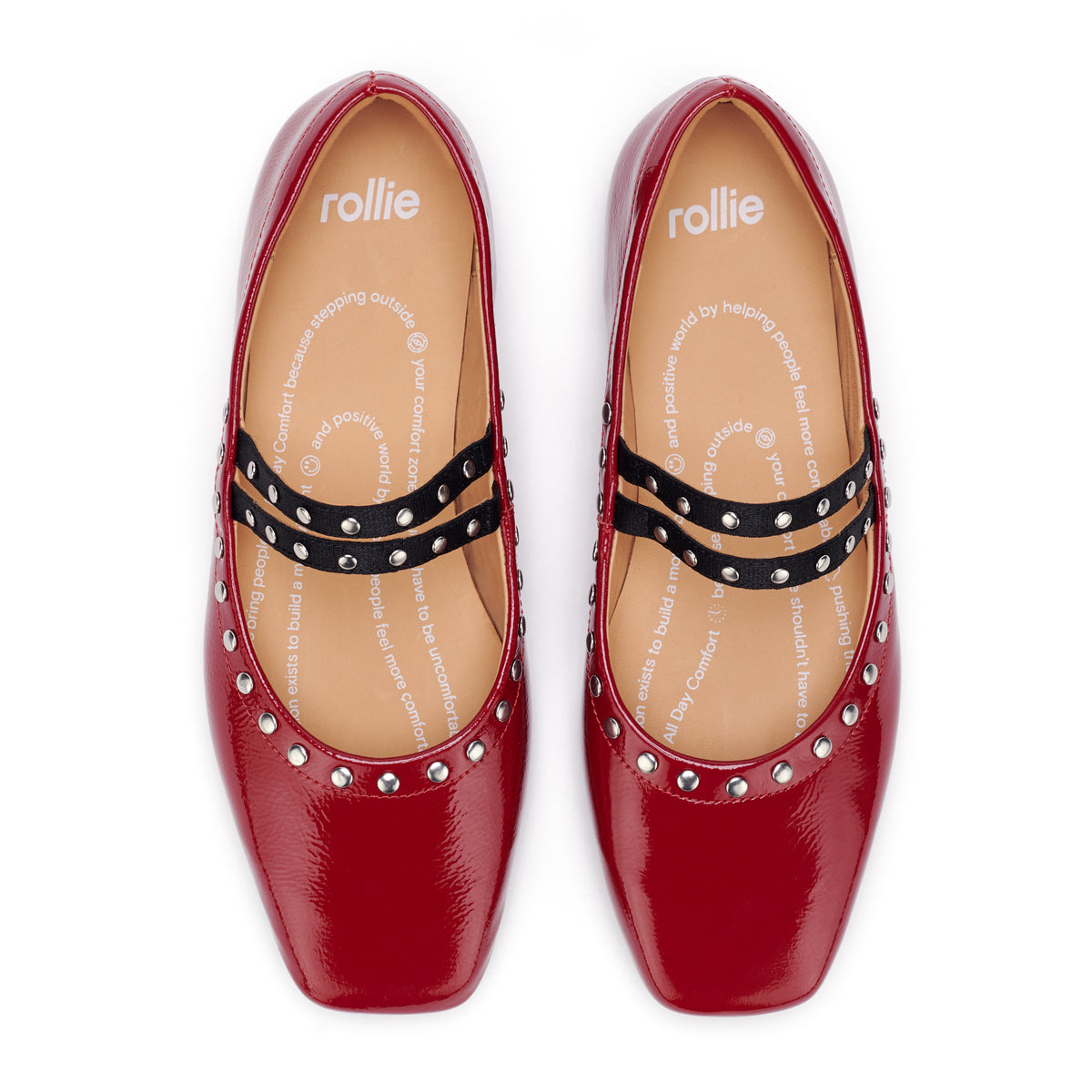 Ballet MJ Square Toe Stud Merlot Patent