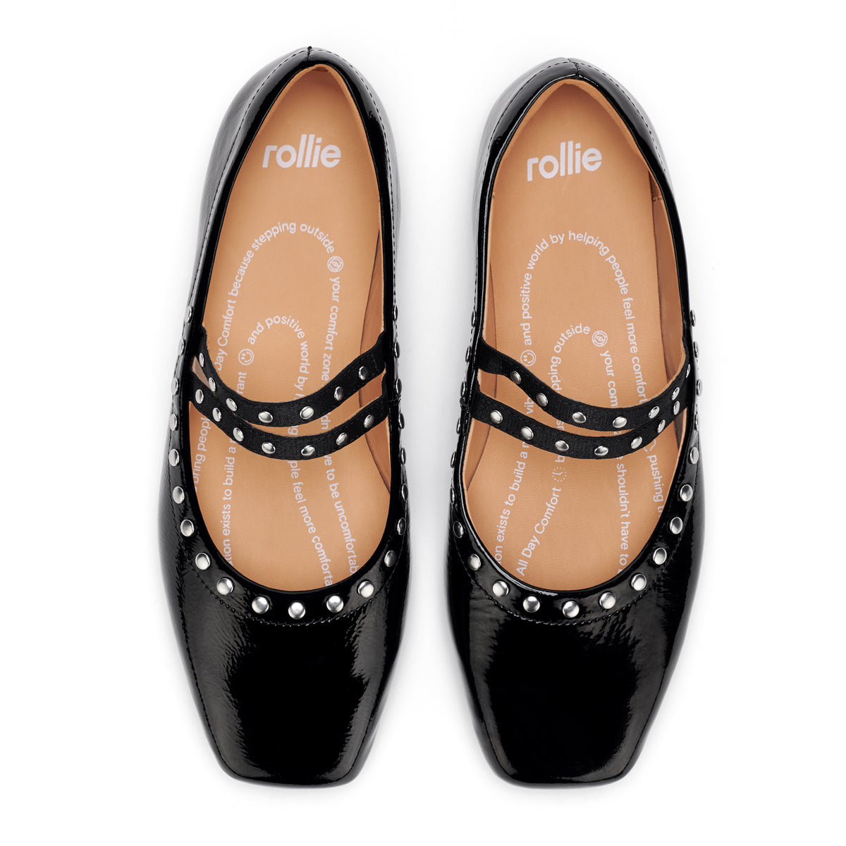 Ballet MJ Square Toe Stud Black Patent