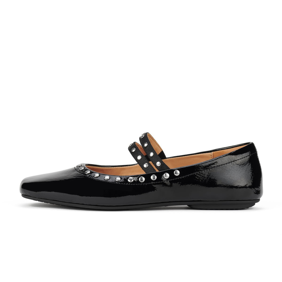 Ballet MJ Square Toe Stud Black Patent