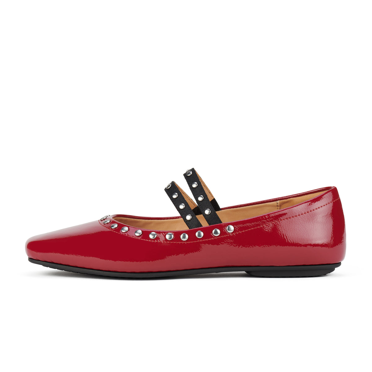 Ballet MJ Square Toe Stud Merlot Patent