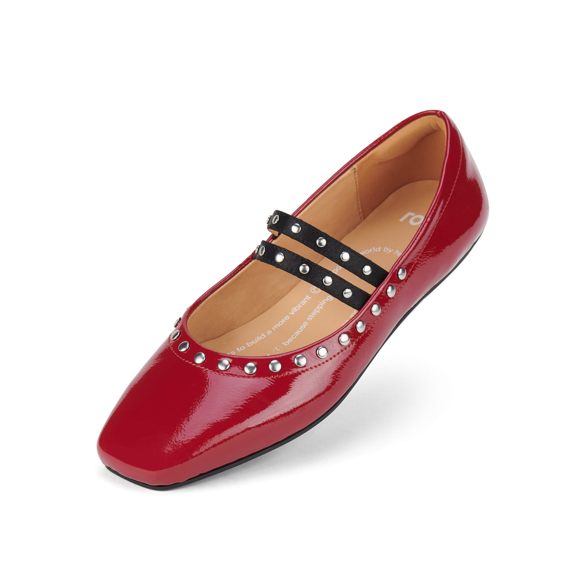 Ballet MJ Square Toe Stud Merlot Patent