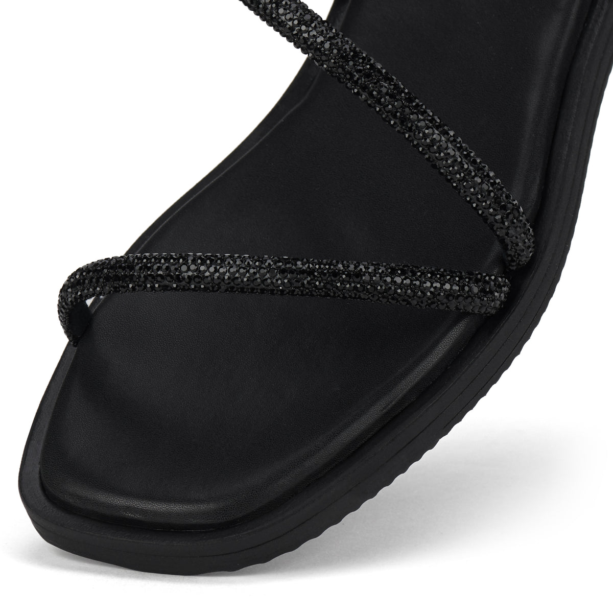 Sandal Slide Black Rhinestone