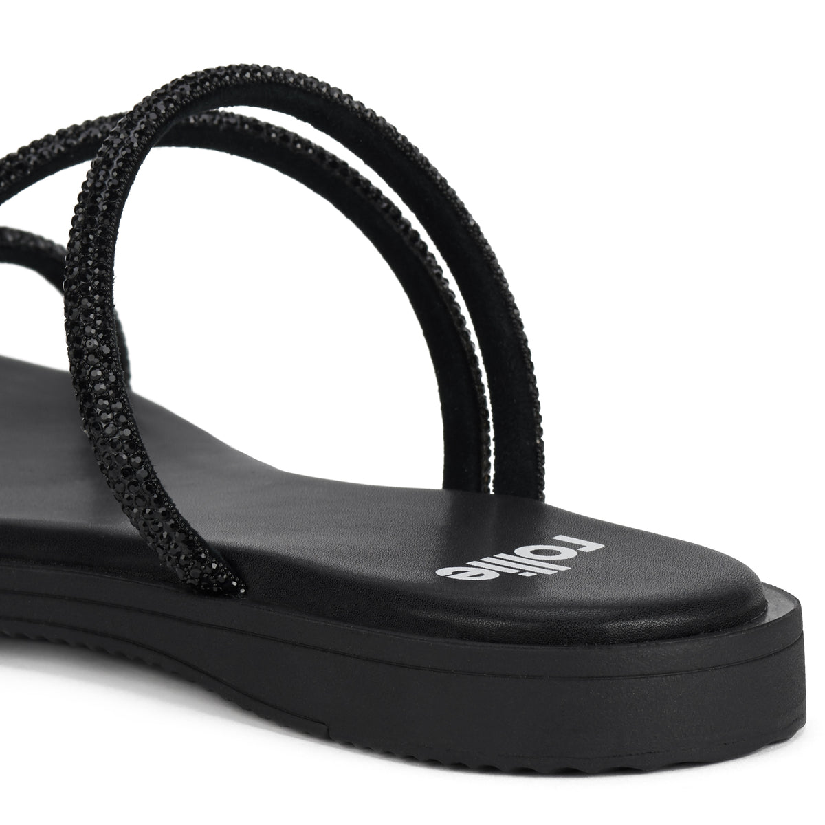 Sandal Slide Black Rhinestone