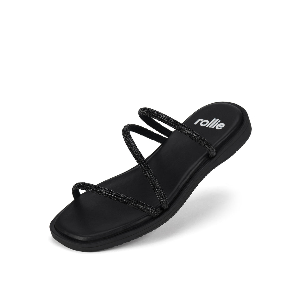 Sandal Slide Black Rhinestone