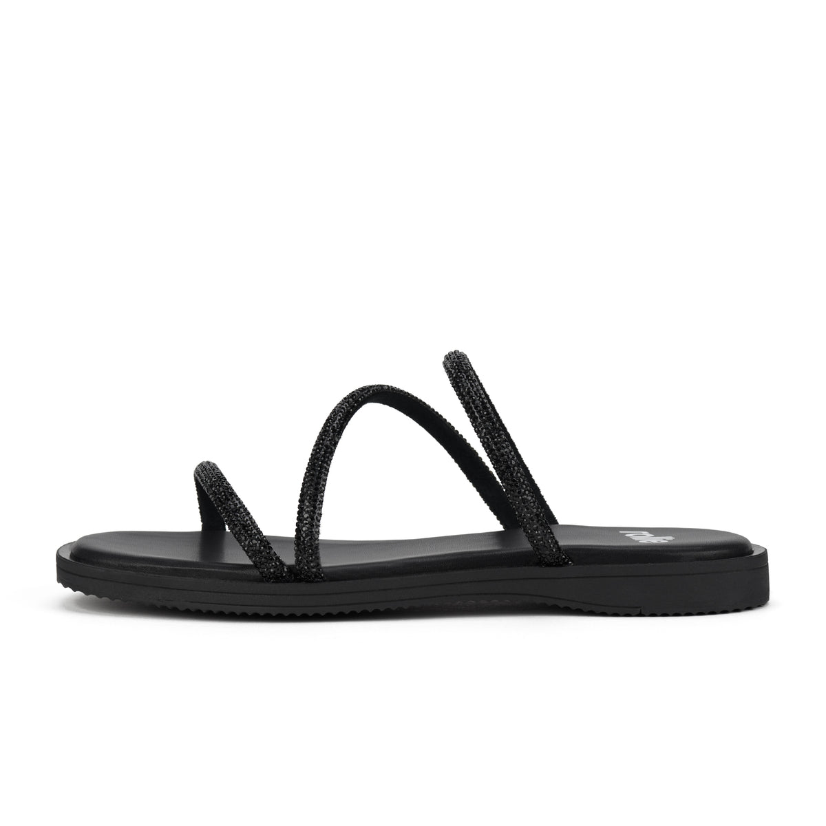 Sandal Slide Black Rhinestone