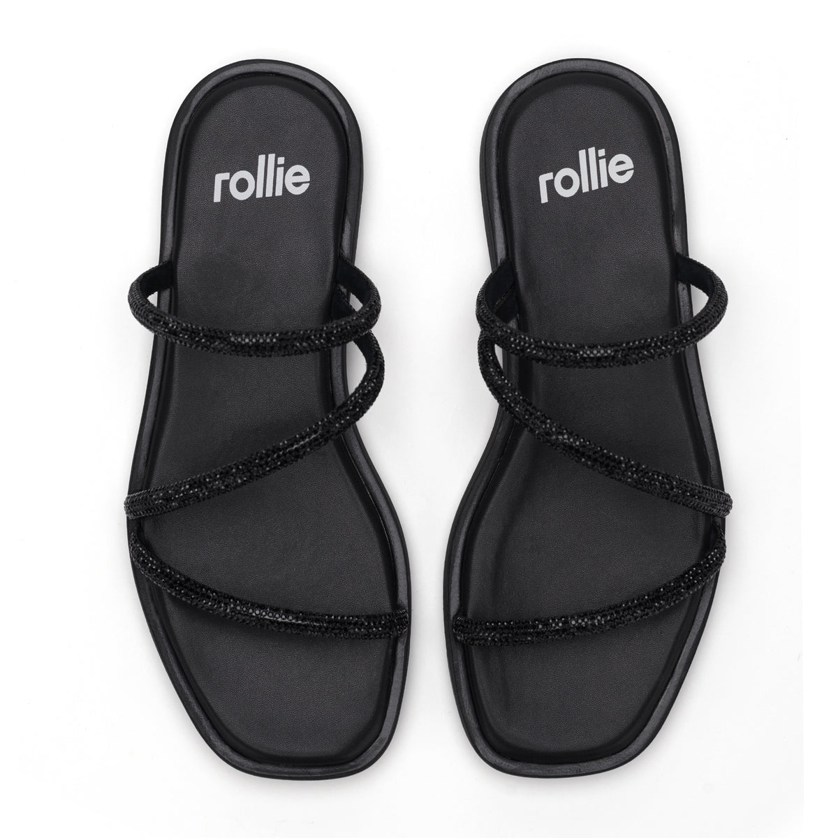 Sandal Slide Black Rhinestone