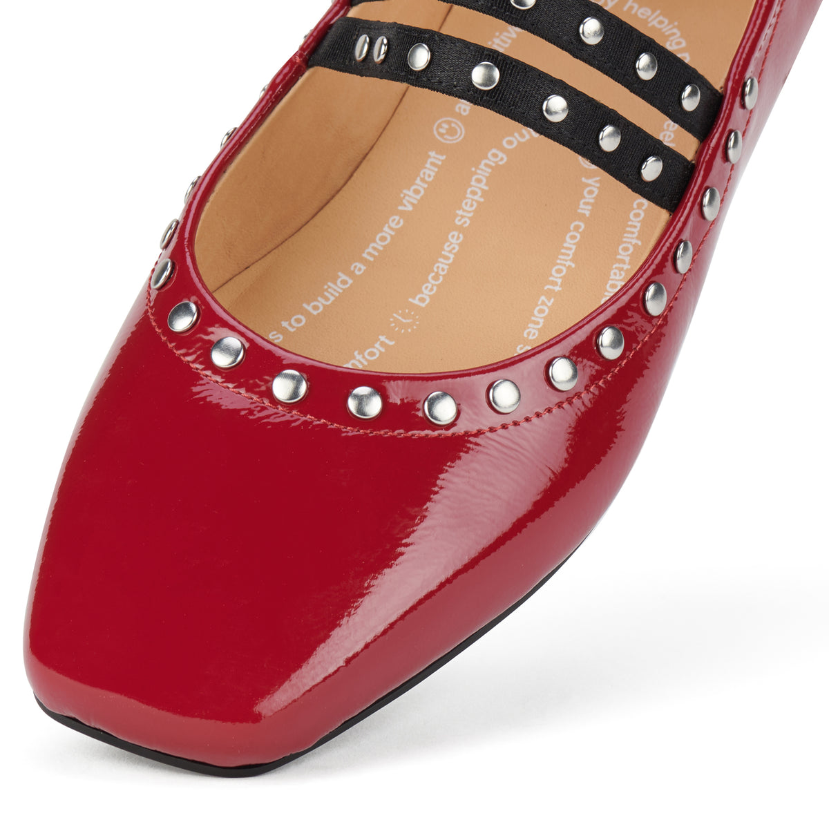 Ballet MJ Square Toe Stud Merlot Patent