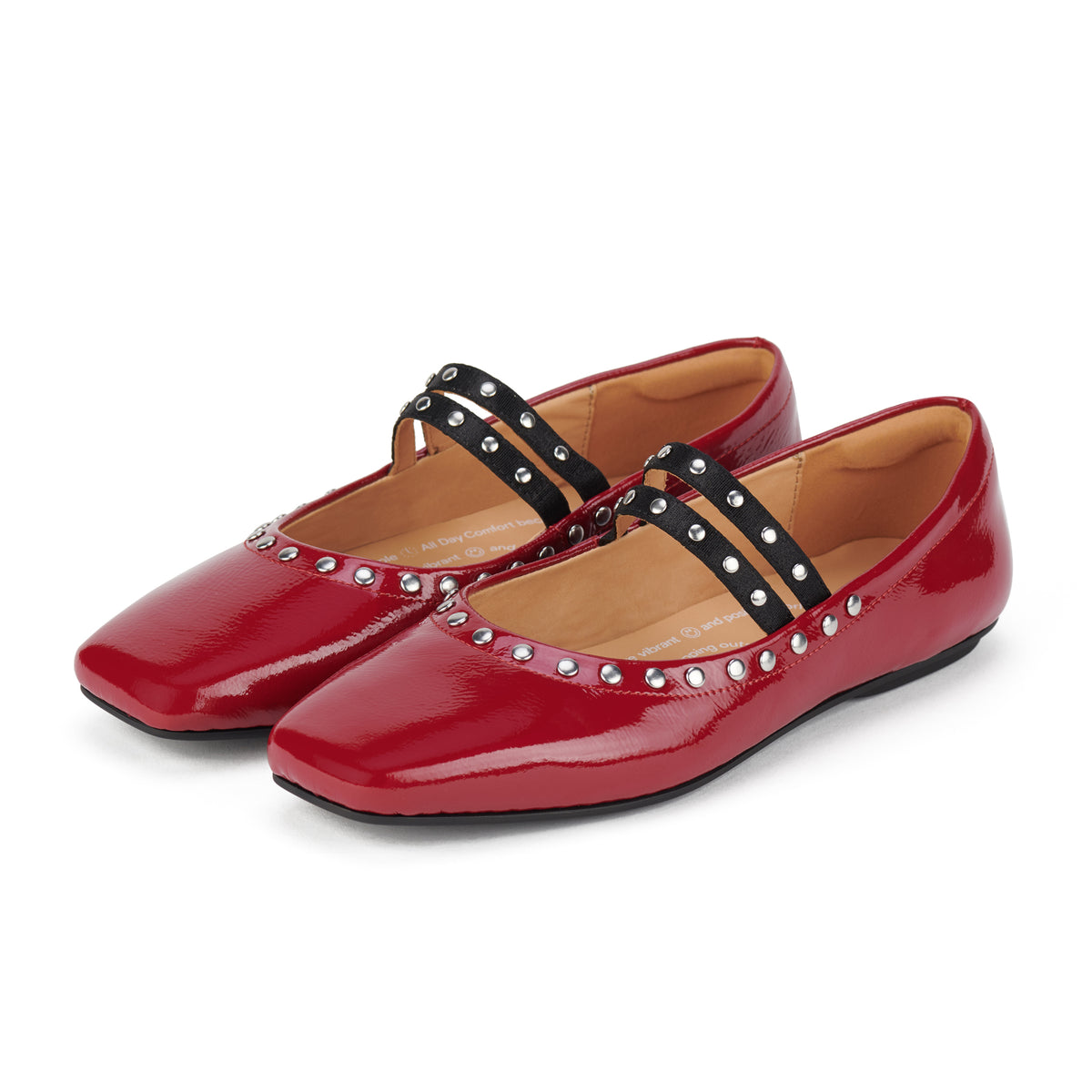 Ballet MJ Square Toe Stud Merlot Patent