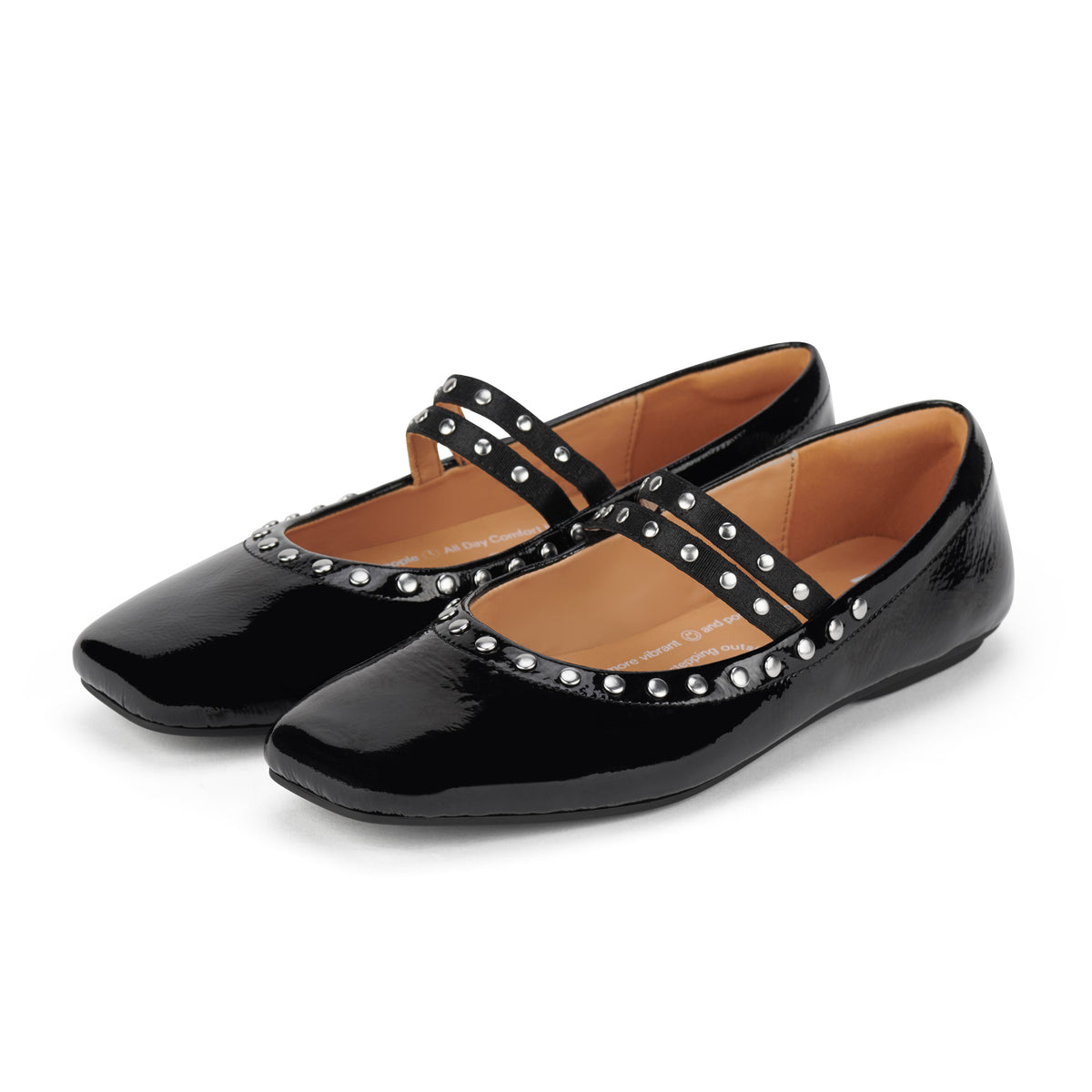 Ballet MJ Square Toe Stud Black Patent