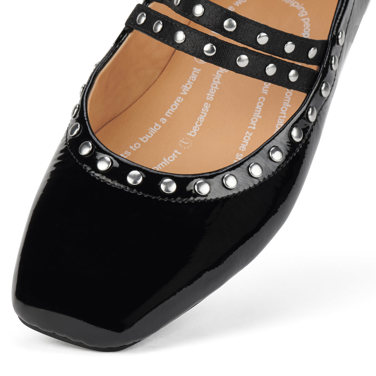 Ballet MJ Square Toe Stud Black Patent