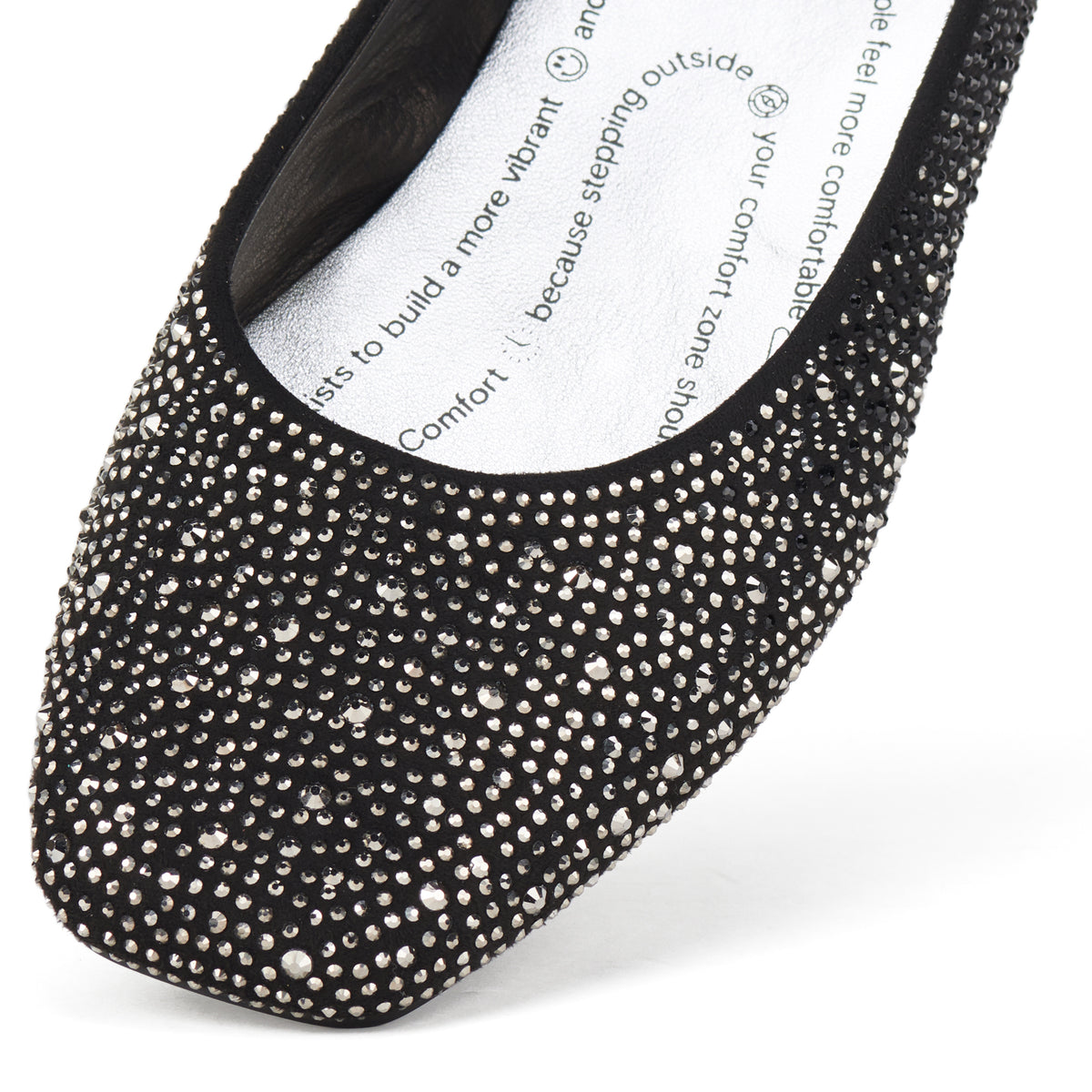 Ballet Square Toe Rhinestone Ombre Black/Silver