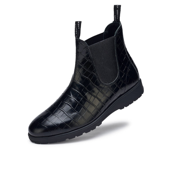 Fields Chelsea Black Patent Croc